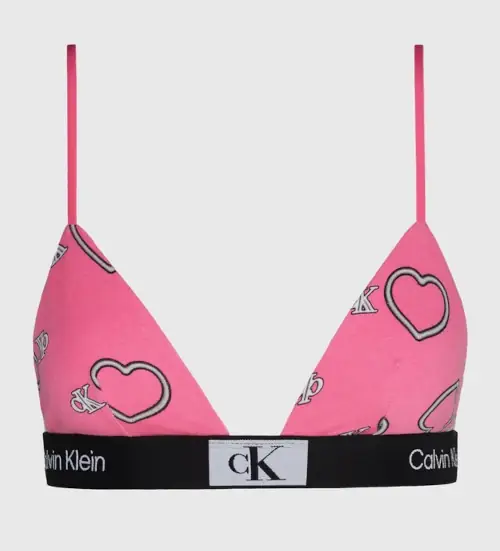 Rózsaszín Calvin Klein melltartó szívekkel, vékony spagettipántokkal